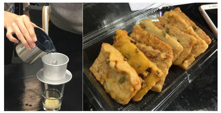 圖一:學生在課堂上體驗泡越式咖啡和品嚐天貝(tempeh)